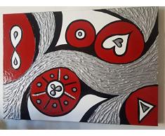 DORON ARTE QUADRO MODERNO ASTRATTO DIPINTO A MANO TELAIO GALLERY BORDI DIPINTI - ONDE - 50x70x4 cm -RIF57