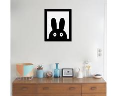 WALPLUS Coniglio Stampa su Tela Adesivi da Parete, Vinile, Multicolore, 40Â x 30Â x 3Â cm