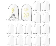 Honatrv Set di 20 Segno da Tavolo in Acrilico, 15x20CM Cartelli in Acrilico Trasparente con Supporto, Numeri di Tavola di Nozze, Segnaposto Ristorante per Tavoli, ad Arco