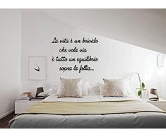 wall stickers Adesivo murale frase"La vita è un brivido che vola via" -decorazione interni (LARGE 120 CM. X 50 CM.) Adesivo4You®