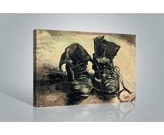 1art1 Vincent Van Gogh Poster Stampa Artistica su Tela Natura Morta, Paio di Scarpe 1886 Quadro da Parete sulla Barella | Murale XXL | Immagine 120x80 cm