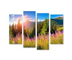 islandburner Quadro su tela Bellissimo paesaggio autunnale in montagna con fiori rosa Stampe Arte Poster Murale