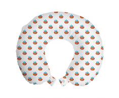 ABAKUHAUS Festa Cuscino da Viaggio, Ethnic Folk s Carnevale, Accessorio in Schiuma di Memoria per Viaggio, 30 cm x 30 cm, Vermilion Mare Blu e Giallo