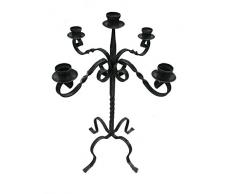 Lorenz Ferart 6186.0 Portacandele, Ferro Battuto, Struttura Base Nero Sfumata a Mano, Argento