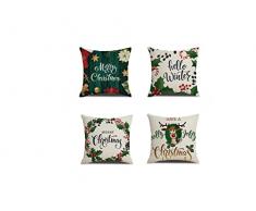 4 pezzi federe natalizie , federa con fiocchi di neve, Cuscino Natalizio, Adatto per feste di Natale, case, uffici, automobili, ecc. ( multicolore B)