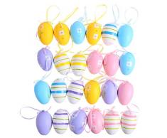 jojofuny Decorazioni per Uova di Pasqua Decorazioni Colorate per Uova di Pasqua Uova Decorative Appese Ornamenti per Alberi di Pasqua Forniture per Feste Bomboniere 24 Pezzi