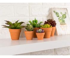 Set di 10 piccoli vasi di terracotta, vasi per fiori di piccole dimensioni, piantine da interni e da esterni e per piante grasse, colore: marrone, 4 x 6,3 cm