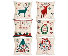 NEPAK 6 Pack Caso di Cuscino di Natale,Cuscini per divani Decorativo Cotone Biancheria Cuscino Caso Federa per Cuscino 45x45 cm