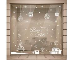 Gigio Store Vetrofanie Natalizie - 2.00x2.00 Metri - Rimovibile e Riposizionabile, Adesivi Natalizi vetrine Negozi, Sticker Decorativi di Natale Vetro finestre casa, Vetrofanie Natale