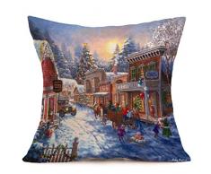Kword Buon Natale Natale Biancheria Federe Cuscino Cover Cuscino Divano Casa Decorazione (D)