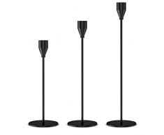 Relota Set di 3 Porta Candele da Tavolo 33/28/22cm, Portacandele Nero in Metallo, Candelabro Moderno, Natalizio Candelabri, Candeliere per Matrimoni, Compleanni, Natale, Cena a Lume di Candela