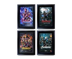 HWC Trading A3 FR Avengers All 4 poster di film in formato A3 con cornice stampata A3 con autografo Marvel Gifts Capitan America Ironman Thor, stampa fotografica
