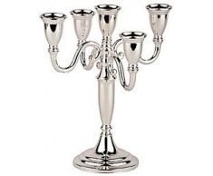 Aps 32931-05 Candelabro Cinque Luci, Argentato, 24 cm