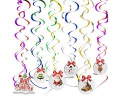 Jinlaili Decorazioni Natalizie da Appendere, 12 Pz Decorazione di Turbinio, Stelle Filanti a Spiraledi Natale, Decorazioni Natalizie per Casa Negozio Festa di Natale