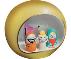 Alessi AMGI10 GD Presepe di Design con Riproduzione della Grotta e Statuine in Porcellana Decorate a Mano, Oro, 5 Pezzi