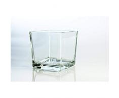 INNA-Glas Grande portacandela cubico in Vetro Kim, Trasparente, 14x14x14cm - Portalumino/Bicchiere Decorativo
