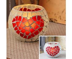 Portacandele Vetro Mosaico, Portacandele Romantico, Portacandele Vetro Colorato, Portalumini Vetro Tealight, Candeliere Caldo e Romantico, Decorazione Centrotavola per Matrimonio Festa Compleanno