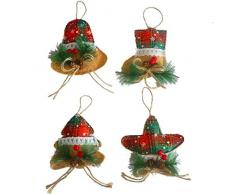 Pinellia Ornamenti per Alberi di Natale Ciondolo in Tela con Stampa Natalizia Calze Natalizie Pentagramma Campana Ciondolo con Decorazione per Albero di Natale Ciondolo Natalizio Festivo @ D