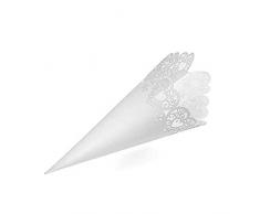 100 PZ Coni Portariso Matrimonio Bianco, Coni Portaconfetti Confettata, Svuotare Cuore Bomboniere segnaposto per Matrimonio, Battesimo, Natale, Compleanno, Comunione, Battesimo Bambina, Baby Shower