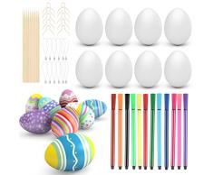 yumcute Uova di Pasqua Decorative, 50 Pezzi Uova di Pasqua da Appendere, Uova da Decorare per Bambini, Decorazioni Pasquali Fai da Te, 6CM Uovo Pasqua Plastica, Decorazioni Pasquali per la Casa Albero