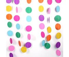 Ghirlanda di carta, 4M colorato rotondo appeso carta velina cerchio fiore ghirlanda catena stringa casa matrimonio festa di compleanno festa evento decorazione appesa nuovo(Round Colorful)