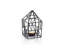 MONTEMAGGI Lanterna Porta Candela a casetta in Ferro Nero Industrial Variante Unica