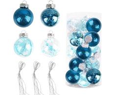Palle di Natale Dipinte 6cm, XiXiRan 20 Pezzi Palline Albero di Natale, Addobbi Natalizi Palline per Albero, Set Palla di Natale, Albero di Natale Palla Decorazioni con Albero Natale Scintillante (blu