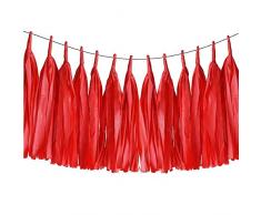 ZYOOO 20 Pezzi Ghirlanda Nappa Carta Rosse per Decorazioni per Feste