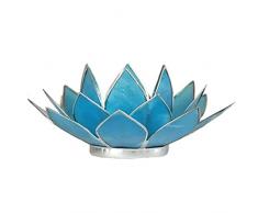 Portalumino 5 Chakra Azzurro Portacandela Fiore Loto
