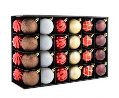 WeRChristmas - Palline per albero di Natale, infrangibili, 48 pezzi, colore: Rosso/Bianco/Oro/Cioccolato/Bacca