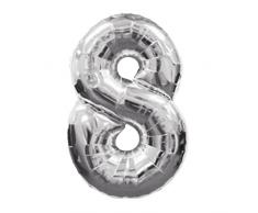 Decorazione di Nozze In Alluminio Foil Film Grande Tinta Digitale Numeri Palloncini Gonfiabili per Feste di Compleanno Decorazione per la Festa di Nozze d'argento a Cifre 8