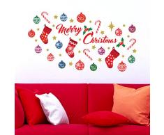 Wallflexi Decorazioni di Natale Adesivi murali Merry Christmas Decorazione Set Adesivi Murali Soggiorno Bambini Scuola Materna Ristorante Hotel casa, Multicolore