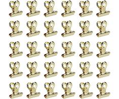 Piccole Bulldog Clips, 50 Pezzi Cerniere Clips, 22mm Raccoglitore in Metallo Clip, Doro metallo Clip di Bulldog per Foto, Cucina di Casa, Forniture per Ufficio (doro)