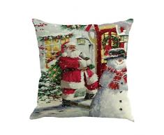 Cuscino di Christmas, Longra Buon Natale 45cmX45cm Babbo Natale stampato lenzuola Square Pillowcases (D)