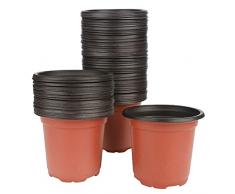 KINGLAKE 100 vasi di plastica per Piante, Fiori e per la Semina, di 10 cm di Diametro, Perfetti per Il Giardinaggio