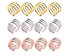 Yueser Anelli Portatovaglioli, 12 Pezzi Anelli di Tovagliolo Fibbia per Tovaglioli per Matrimonio Banchetto Cena Decorazione da Tavola (doro/Argento/Oro Rosa)
