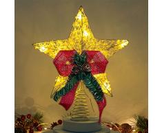 TOPPLAYER Albero di Natale Topper, Puntale per Albero di Natale, LED Stella Glitterata, Albero di Natale Treetop Decorazion, Star Batteria Operated Treetop Decorazione Dellalbero di Natale