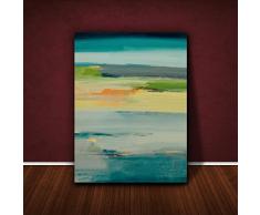 Feel Good Art VJ-TRANQUILITY1216-15TEALIT Tramonto Azur Quadro da Galleria su Tela, Dipinto Astratto Originale, Artista Val Johnson, 40 x 30 x 4cm