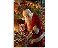 LBMED Quadro A Olio su Tela Babbo Natale Mette i Regali in Un Poster per la Decorazione del Portico Arte Parete Stampa Poster Immagini Murali 15.7x23.6(40x60cm) Senza Cornice