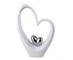 Scultura moderna a cuore bianco e argento