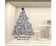 NT0332 Adesivi Murali - Albero con canzone - Vetrofanie natalizie - Misure 65x95 cm - oro - Vetrine negozi per Natale, stickers, adesivi