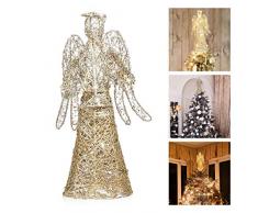 Amosfun Natale 3D Angelo Natale albero albero ornamento (oro)