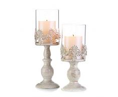 Nuptio Vintage Metallo Portacandele Intagliato, Pacchetto Aggiornato Decorazione Candelabro Centrotavola Matrimonio, Metallico Portacandele Grande con Coperchio in Vetro