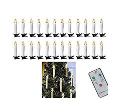 EuroFone Candela a forma di albero di Natale a LED con clip rimovibile, forma di candela senza fiamma, con telecomando, lume di candela a LED, 30 confezioni per confezione (bianco caldo)