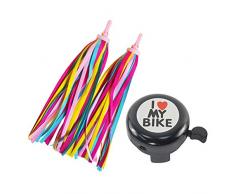 FBBULES 1PCS Min Campanello per Bicicletta e 2 PCS e Bici Manubrio Stelle Filanti per Bambini Bicicletta Accessori