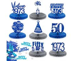 BETESSIN 8 Pezzi Centrotavolo Compleanno 50 Anni 15g Coriandoli Happy Birthday Decorazione Compleanno Centrotavola a Nido dApe Azzurro Happy Birthday Addobbi Compleanno Tavolo