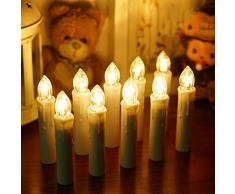 Samoleus Candele LED, Set di 10 Luci Candele a LED, Candele Senza Fiamma Candela natale con Telecomando e Timer per Albero di Natale, Decorazioni Feste, Matrimonio, Interno ed Esterno (Bianco Caldo)