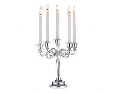 Nuptio Candelabro Portacandele Dargento Candelieri 5-braccia 27cm Alto Candela Bastone Sta per Candele Coniche per Matrimonio Festa di Compleanno Centrotavola da Pranzo Decorazioni Natalizie