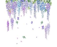 Fiori Viola Estate Adesivi Anti-Collisione Finestra,Adesivi per Finestra Fiori Piante per Vetro,Bagno, Finestre, Camera da Letto, Soggiorno, Sala da Pranzo