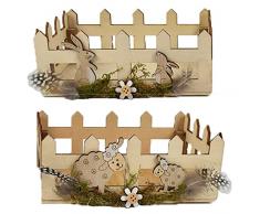 Cesto in legno con agnello coniglio portauova set2 cestino centrotavola di pasqua per casa decorazioni addobbi pasquali